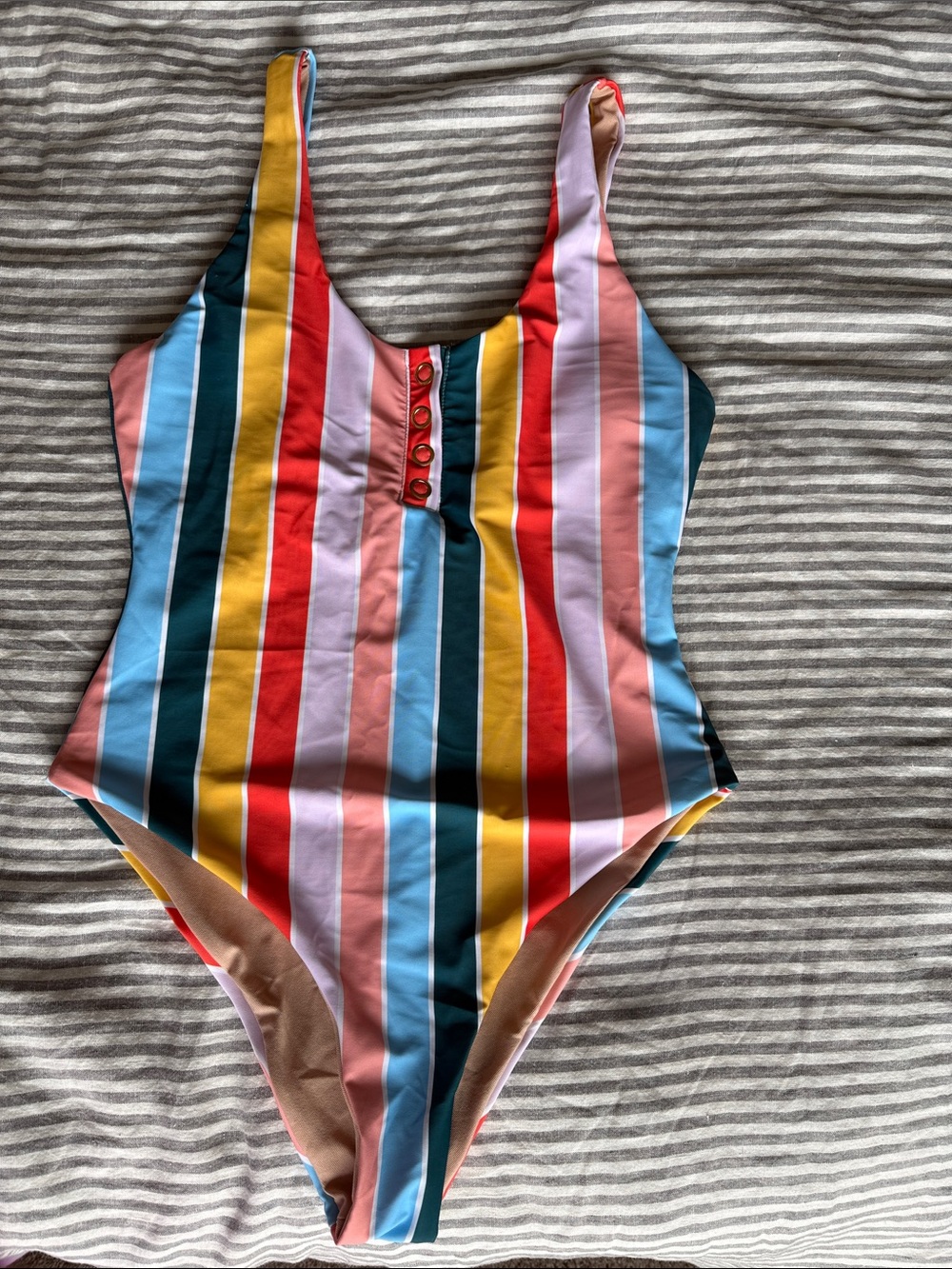 Women’s one piece colorful stripped bathing suit